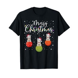 Merry Christmas Lights Santa Hat Westie Dog Ugly Xmas Men Women Kids T-Shirt