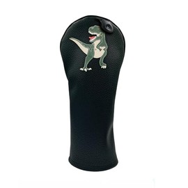 Dinosaur PU Leather Golf Club Covers Driver Headcovers Fairway Woods Hybrid Protector with Interchangeable Number Tag(T Rex,Wood)
