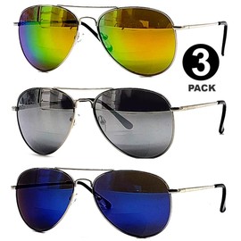 b21design Bifocal Sunglasses For Women Men 3-Pack Aviator Vintage Fashion Designer UV 100% Protection Mirror Metal (3 Pair, 1.75, x)