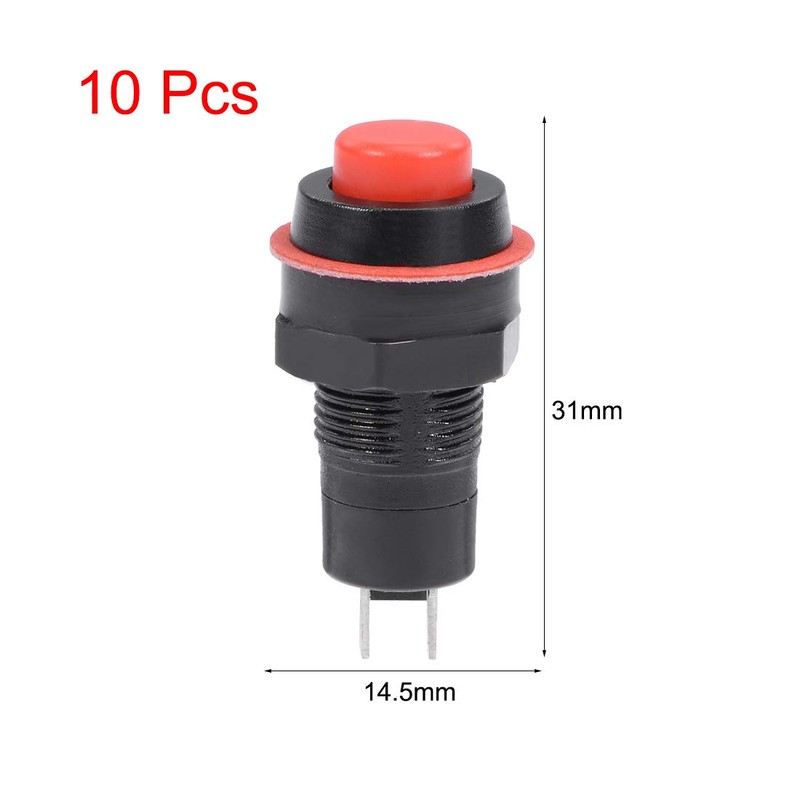sourcing map 10pcs 10mm Momentary 2P Plastic Mini Round Push