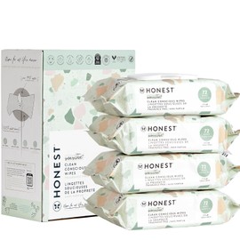 The Honest Company Clean Conscious Unscented Baby Wipes – 99% Water, Compostable & Plant-Based, Hypoallergenic for Sensitive Skin, EWG Verified (Geo Mood, 288 Count)
