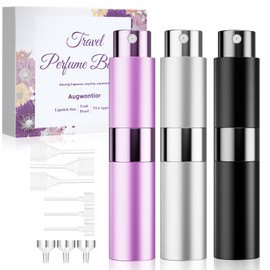 Augwontior Perfume Atomizer, 3 PCS 8ml Leak-Proof Travel Perfume Spray Bottle Refillable, Premium Lipstick-Size Perfume Travel Refillable for Cologne, Aftershave, Toner, Mini Cologne Sprayer