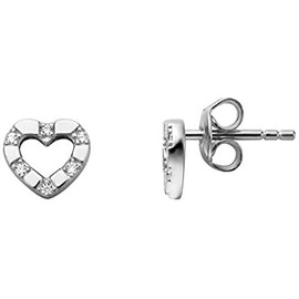 Esprit Mylove ESER01351100 Women's Stud Earrings Heart Silver White Zirconia, Sterling Silver, Cubic Zirconia