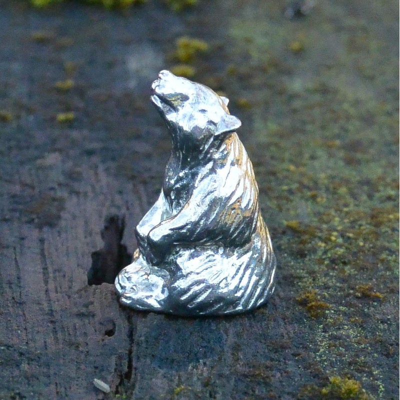Sitting Bear Figurine, Grizzly Bear, Bear Gifts, Handcast, in Finest