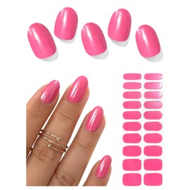 AutyaMee Semi Cured Gel Nail Strips (Chrome Magenta), 20 Pcs Gel Nail Wraps, Stickers, UV Light Required, Salon Quality, Long Lasting