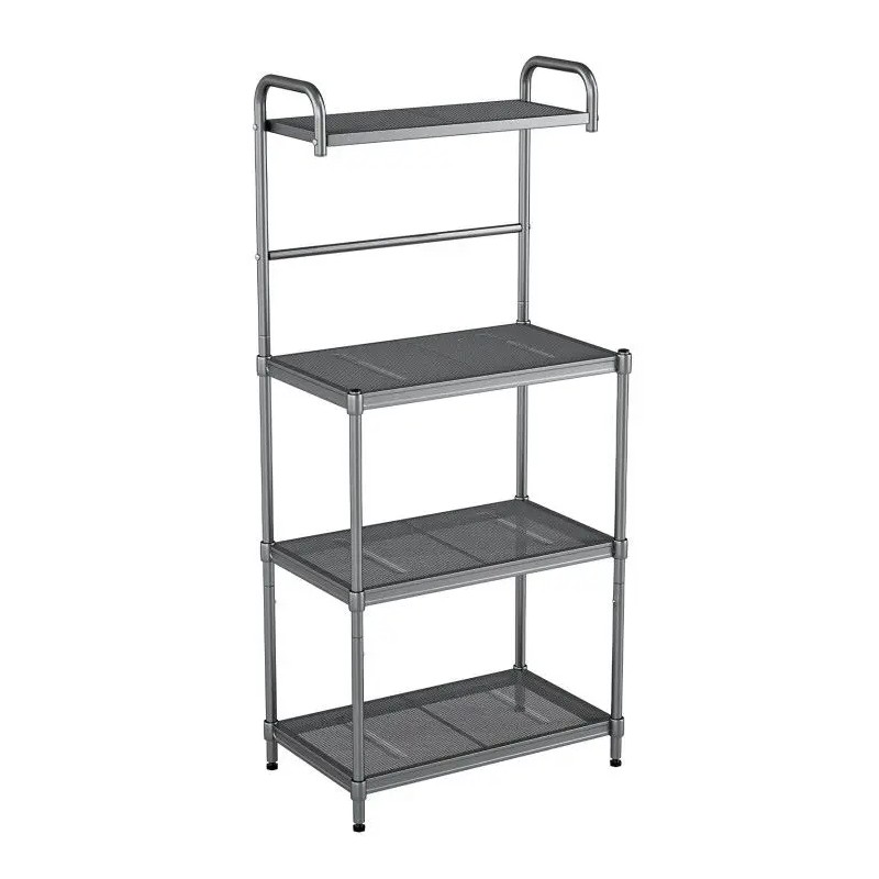 4-Tier Microwave Storage Rack for Kitchen Metal Shelving Unitscolor: Black