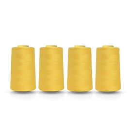 Realm Overlocking Sewing Machine Polyester Thread x Four 5000 Yards Cones White Black Natural Navy Red Grey (Yellow)
