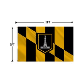 HVATLTL Baltimore City Flag 3x5FT,Heavy Duty 100D Polyester Flag, Vivid Colors,Flags Banners with 2 Brass Grommets for Indoor Outdoor. (Baltimore, 3x5ft)