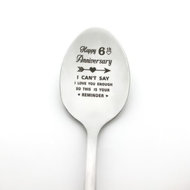 6th Anniversary Spoon Gifts for Him Her Boyfriend Girlfriend 6 Year Wedding Anniversary Present for Wife Husband Christmas Birthday Gift Valentines Day Gift for Couple