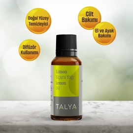 Talya%100 Saf Limon Uçucu Yağı 10 ml - Cilt Bakımı - Taze ve Enerjik Koku - Difüzör İçin Aromaterapi Yağı