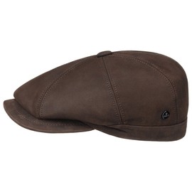 Lierys Nappa Wax Leather Flat Cap Autumn Winter Men Dark Brown 61 cm