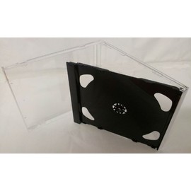 Atronica 5 High Quality Professional Double 10mm Spine (standard size) 2 CD Jewel Blank Empty New Plastic Replacement Case / Cover with Clear Case and BLACK TRAY for 2 CDs