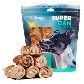 SUPER CAN BULLYSTICKS Supercan Bully Sticks Beef Cheek Rolls for Dogs 3''-5'' (10 Count) | 100% Grass Fed Beef | Rawhide Free Long Lasting Chews | Immune Boosting Dog Bones