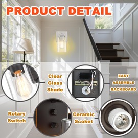 Loyareal Wall Sconces Set of Two, Brushed Nickel Wall Sconce with Rotary Switch, Sconces Wall Lighting, Bedside Wall Lamps, Light Fixtures for Bathroom Bedroom Living Room Hallway Kitchen