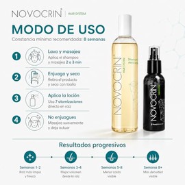 Novocrin Loción y Shampoo - Tratamiento capilar, Inhibe formación de grasa, prolonga el ciclo de vida del cabello con biotecnología - 250  100 ml     