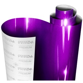 VViViD+ Ultra Gloss Candy Purple Vinyl Car Wrap Premium Paint Replacement Film Roll with Nano Air Release Technology, Stretchable Protective Cap Liner, Self Adhesive (3ft x 5ft)