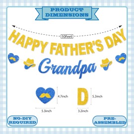 Happy Father's Day Banner for Grandpa No DIY Glitter Father's Day Gifts for Grandpa Grandparents Day Decorations 10 Feet Fathers Day for Grandpa Décor Appreciation Party Decorations