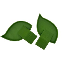 Isopod Food Dish: Leaf Design, Rolly Polly Feeding Bowl, Tiny Bug Meal Station, Bioactive Clean Up Crew Bowl (Green) 6 Pack