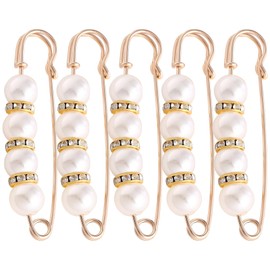 Pack of 5 Pullover Scarf Clips, WideSmart Vintage Brooches Women's Brooch Pearl Brooches Vintage Pearl Brooch Jumper Pins Brooches for Women Girls Clothing Decoration Safety Pin Brooch Clips