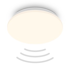 BRILONER - LED ceiling light with motion sensor, warm white light colour, twilight sensor, LED lamp, ceiling light, living room lamp, kitchen lamp, ceiling lighting, hallway lamp, 27 x 6 cm (D x H