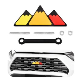 Yourkar Front Grille Badge, Classic Retro Tri-Color Stripe Automotive Mesh Grille Label Emblem, Decorative Decal Badge Compatible with Tacoma 4Runner,