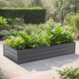 6x3x1 FT Metal Raised Garden Bed Outdoor Reinforced Galvanized Rustproof Colored Steel Planter Boxes, Raised Bedscolor: 6x3x1FT