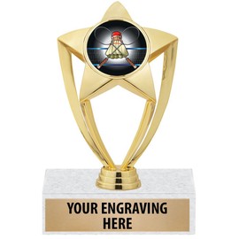 6" Gold Star Badminton Trophies - Badminton Racket Trophy Award