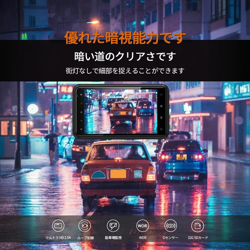 SZWYM Drive Recorder Front and Rear Camera (1296P Full HD,