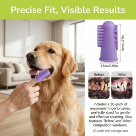 JOVYTH Spazzolino da Denti per Cane Spazzolino da Denti per Gatto，Set da 4 Spazzolini da Dita con Scatola di Ripostiglio，Pulizia Dentale Delicata per Cani e Gatti，Efficace Rimozione della Placca