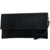 Modamoda de T151/M151 Women’s Italian Suede Leather Metallic Clutch Bag
