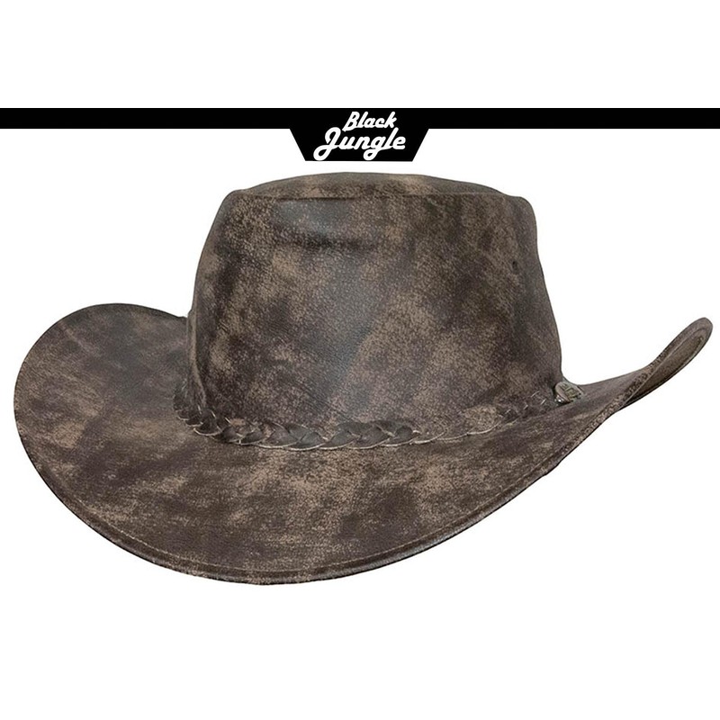 Black Jungle Denver Leather Western Hat Full Leather Cowboy Hat