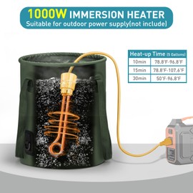 Portable Hot Shower for Camping, 1000W Immersion Heated, Rechargeable Camping Shower Pump, 6.6 Gallons Folding Bucket for Camping, Hiking, Traveling, Washing