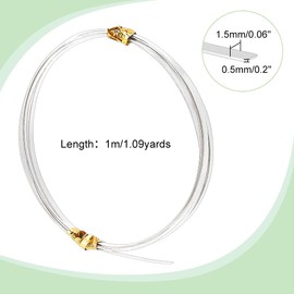 PH PandaHall 1.5x0.5mm Flat Sterling Silver Wire, 3.2ft (1M) Soft Jewelry Wire 24 Gauge Craft Wires Bendable Metal Craft Beading Wires for DIY Earrings Bracelets Necklaces Jewelry Making