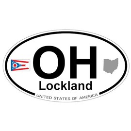 US Decal, Inc. Lockland, Ohio Oval Sticker with State Flag