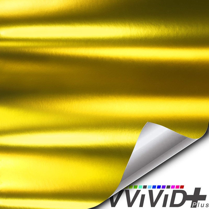 VViViD+ Premium Satin Chrome Gold Vinyl Wrap Roll w/Air-Release Adhesive