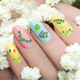 Kalrus 1000+Patterns St. Patrick’s Day Nail Sticker Luck of The Irish Nail Art Stickers Decals Shamrock Nail Decorations for Kids Girl Women Self-Adhesive Nail Tips False Nail Sticker Design 12 Seets