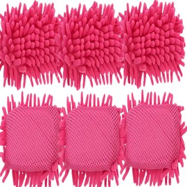 6Pcs Pink Microfiber Shag Whiteboard Eraser Shag Washable Dry Eraser Board for Chalk, Classroom Teacher Supplies, Home and Office.