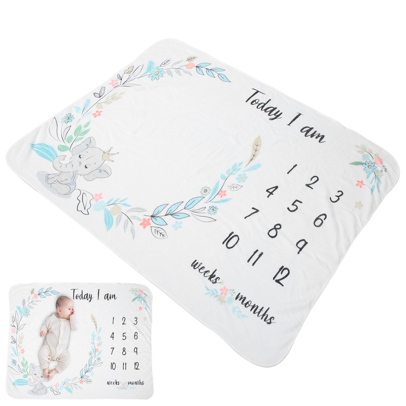 Flannel Baby Monthly Milestone Blanket Infant Growth Memory Blanket Photography