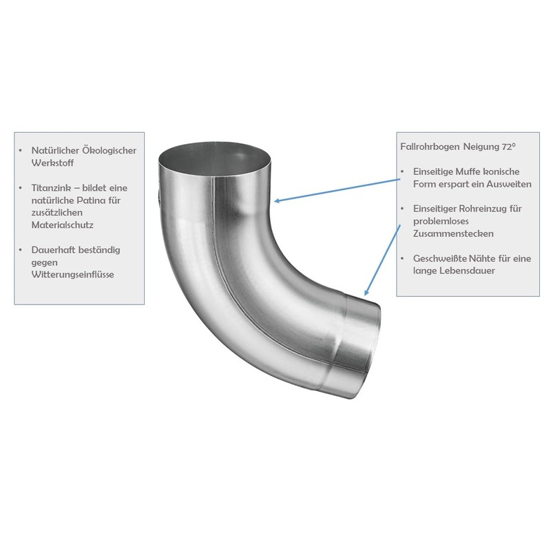 Titanium Zinc Downspout Elbow DN 100/85 °C