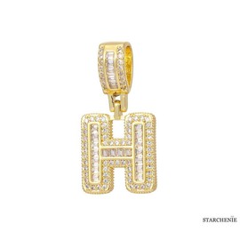 STARCHENIE 14K Gold Plated Diamond Initials Necklaces, Alphabet Pendant Letter A to Z Necklaces for Women man with Gift Box | Adjustable Chain, Minimalist, Tiny Dainty Alphabet Choker Necklaces:_H