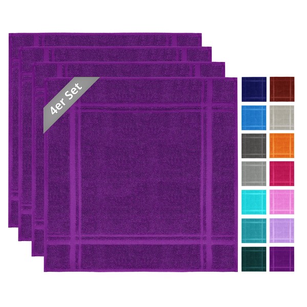 Lashuma High Quality Tea Towels, London Drying Towel Set, 50 x 50 cm, Purple / Aubergine