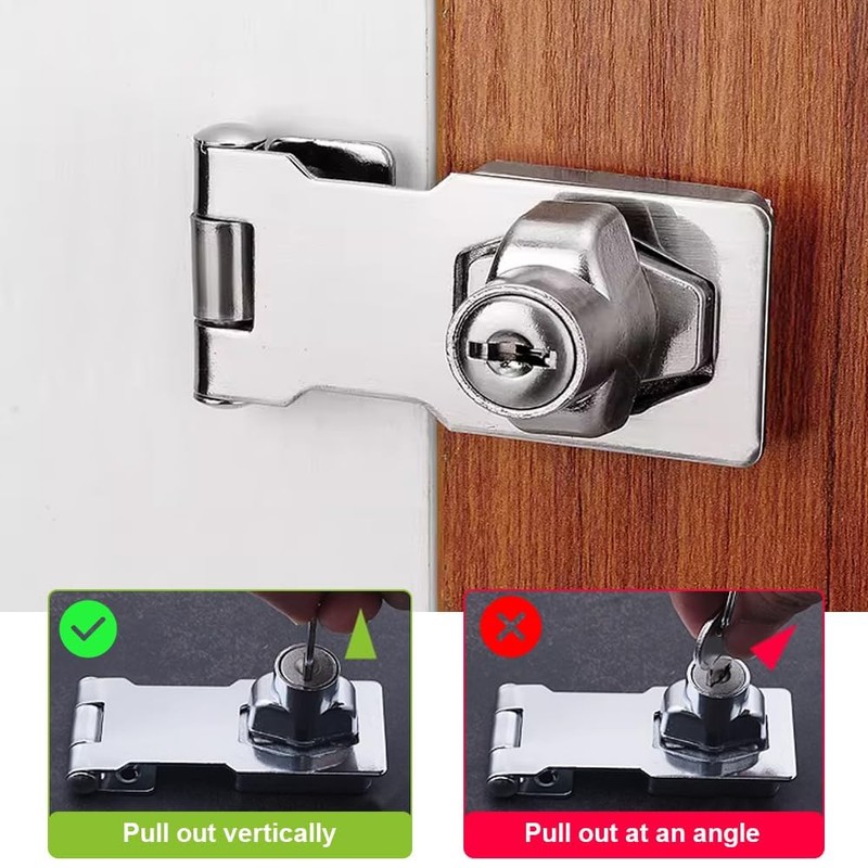 TOP-VIGOR 2.5 Inch Keyed Hasp Lock and Staple with Padlock,