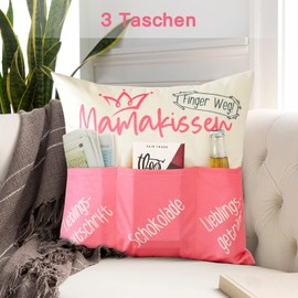 JOTOM Decorative Cushion Cover with 3 Pockets to Fill Yourself 45 x 45 cm Cushion Cover Great Gift (Mummy Cushion)