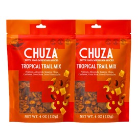 CHUZA Spicy Tropical Trail Mix – Bold & Crunchy Snack with 100% Mexican Spices – Peanuts, Almonds, Cashews, Sesame Chips, Corn Nuts & Dried Pineapples – No Cholesterol, High Protein – 4 oz (Pack of 2)