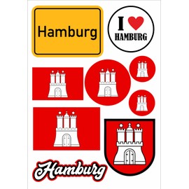 Daged Hamburg sticker card, 9 pieces, car, motorcycle, biker flag, vinyl ST