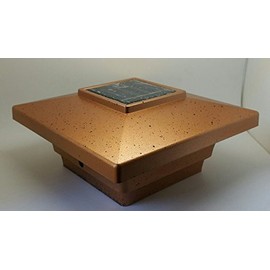Set of 6 Solar Post Cap Light LED Low Profile Copper Color 4"x4" inch for Vinyl & Wood Bright 4X SMD LED Lighting