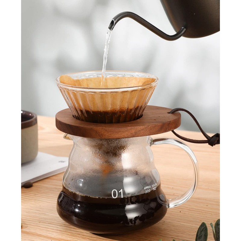 AXUYU Pour Over Coffee Dripper V60 Glass Coffee Funnel Filter