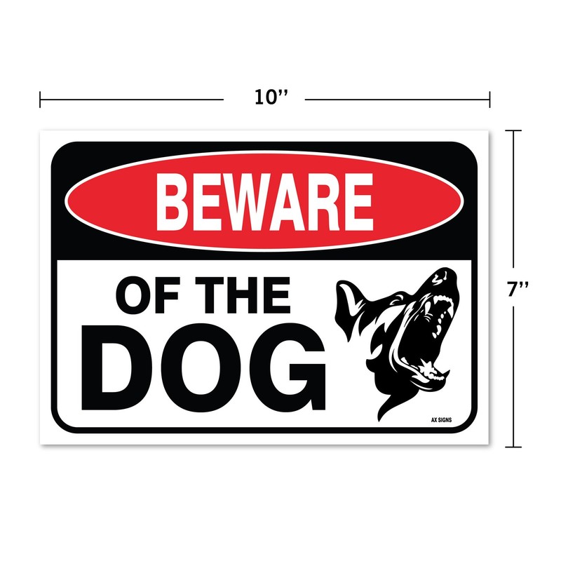 Beware of Dog Sign, Large 7 x 10 Inch Warning