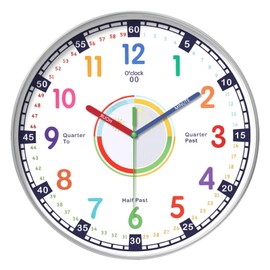 Ulsam Kids Wall Clock for Bedroom, 10 Inch Silent Non-Ticking Learning Wall Clock for Kids, Early Childhood Learning Clock, Children Educational Time Teaching Clock for Bedroom Classroom Living Room