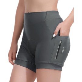 Eco-daily 5" Women Bike Shorts 4D Padded High Waistband Quick Dry Cycling Shorts with Pockets Stretchy Leg Grips